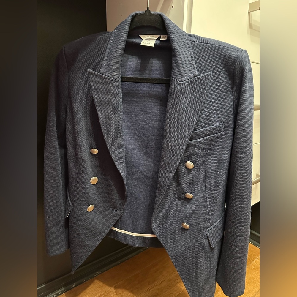 TRISTAN SIZE S Navy Double-Breasted Blazer